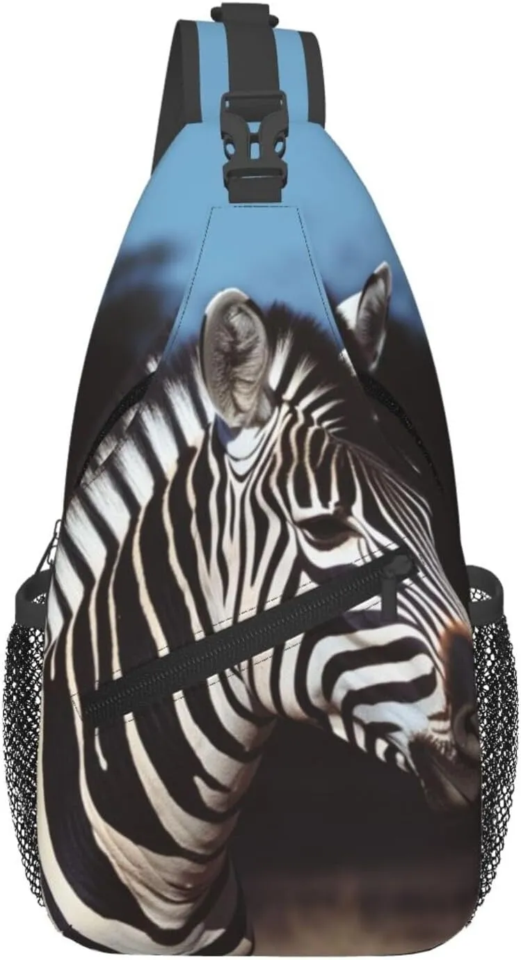 Animal Zebra Crossbody Bags for Men Women Fashion Sling Backpack Casual Chest Bag Travel Hiking Daypack