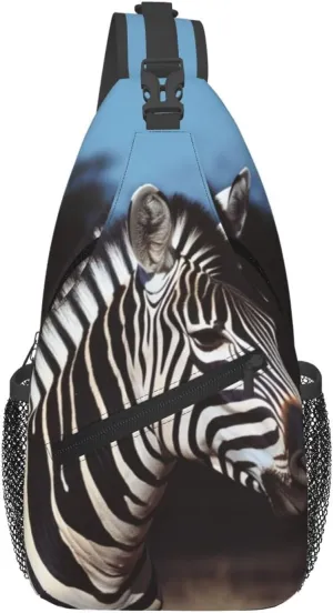 Animal Zebra Crossbody Bags for Men Women Fashion Sling Backpack Casual Chest Bag Travel Hiking Daypack