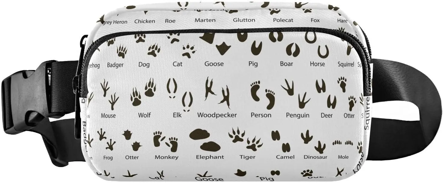 Animals and Bird Trails Fanny Packs for Women Men Waist Belt Bag for Running Workout Travel