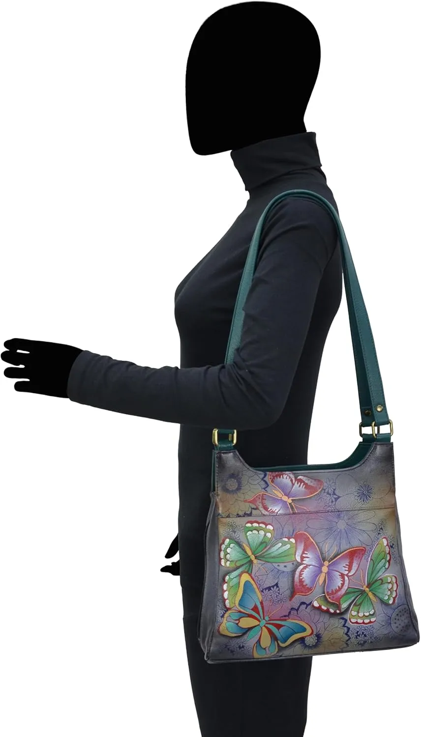Anna by Anuschka Women Hand Painted Leather Triple Compartment Satchel