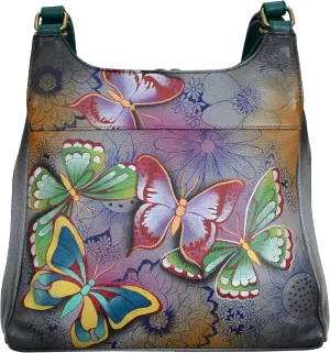 Anna by Anuschka Women Hand Painted Leather Triple Compartment Satchel