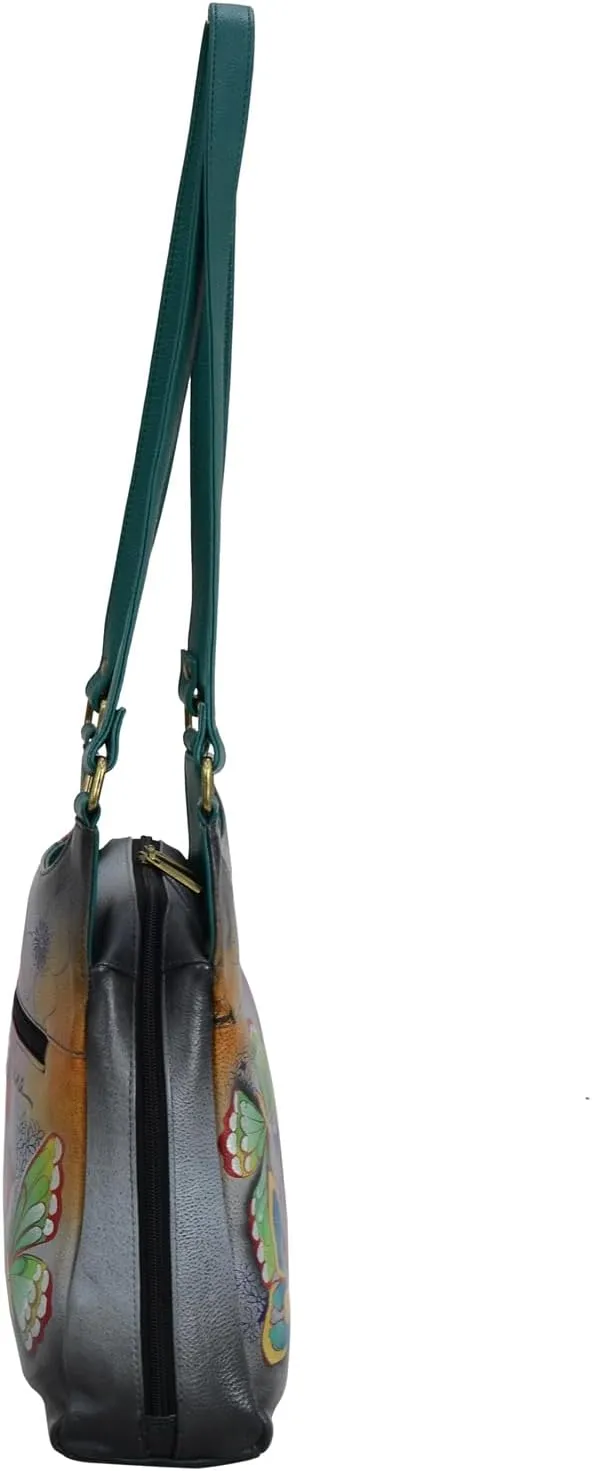 Anna by Anuschka Women Hand Painted Leather Triple Compartment Satchel
