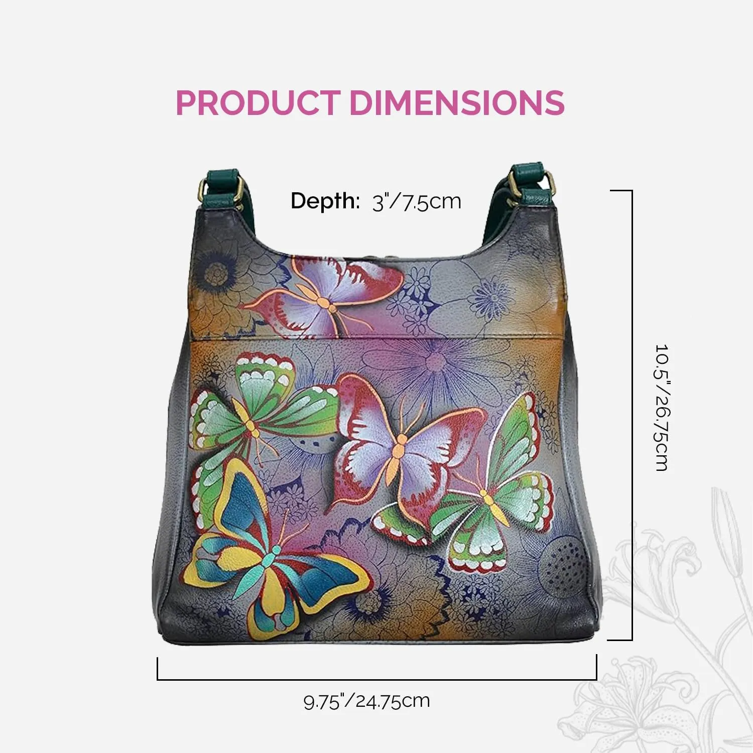 Anna by Anuschka Women Hand Painted Leather Triple Compartment Satchel