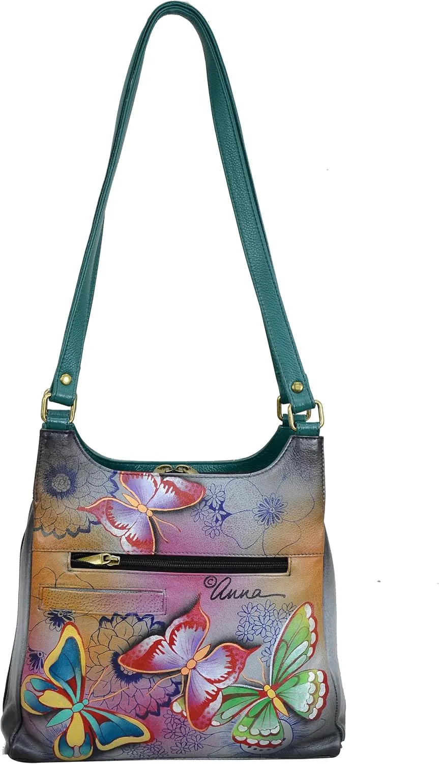 Anna by Anuschka Women Hand Painted Leather Triple Compartment Satchel