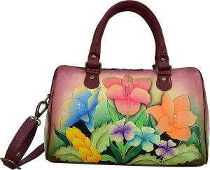 Anna by Anuschka Women's Genuine Leather Satchel | Zip Around | Hand-Painted Original Artwork