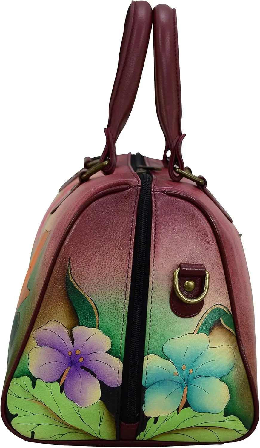 Anna by Anuschka Women's Genuine Leather Satchel | Zip Around | Hand-Painted Original Artwork