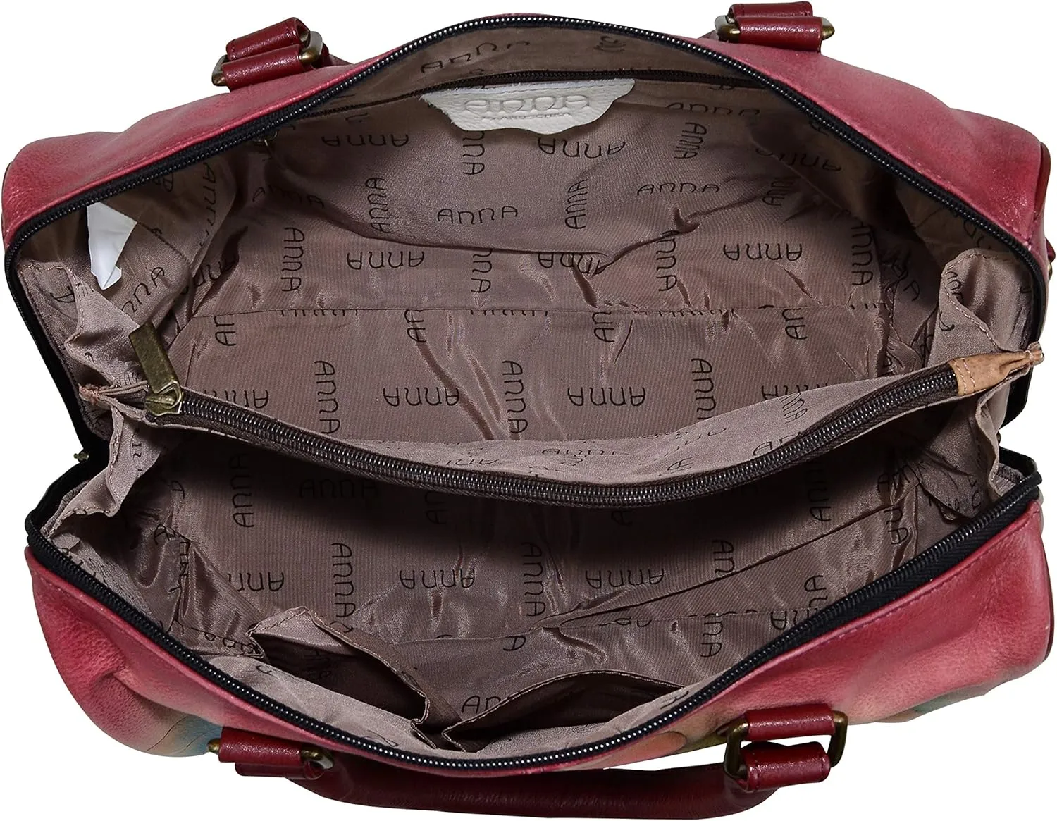 Anna by Anuschka Women's Genuine Leather Satchel | Zip Around | Hand-Painted Original Artwork