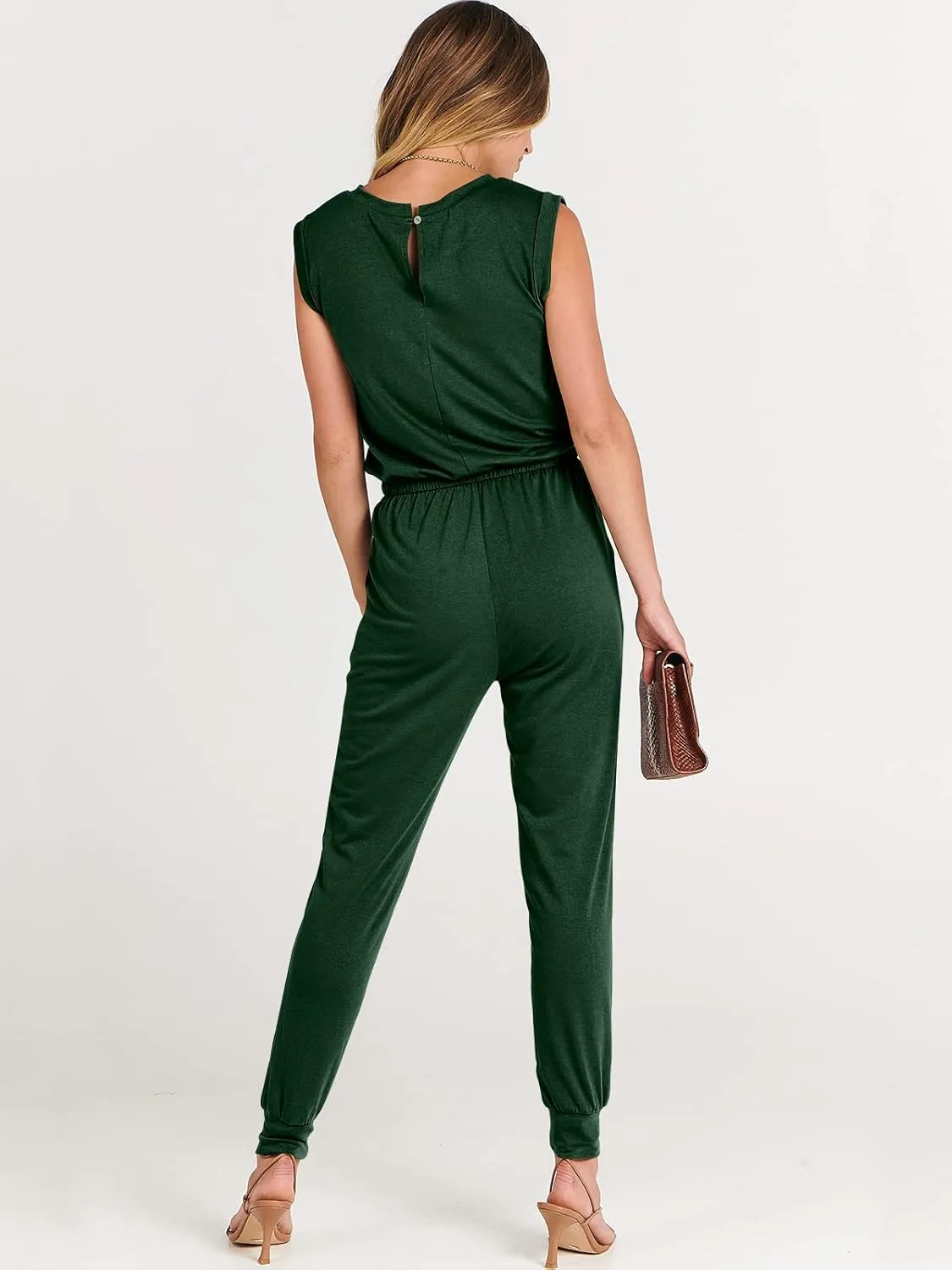 ANRABESS Women’s Summer Crewneck Sleeveless Casual Dressy Loose Stretchy Jumpsuits Rompers 2025 Trendy Outfits
