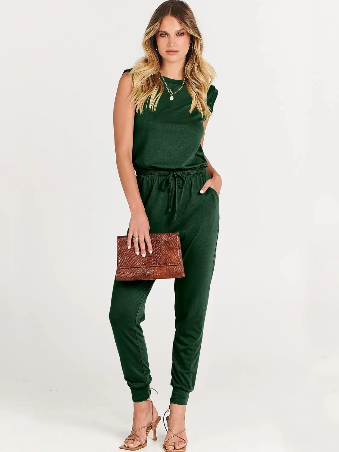 ANRABESS Women’s Summer Crewneck Sleeveless Casual Dressy Loose Stretchy Jumpsuits Rompers 2025 Trendy Outfits
