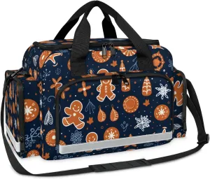 Anti-Scratch Duffle Bag for Travel 25x17.7x11.2 Inch - Waterproof Duffel Bag for Camping Fitness, Durable EMS Gear for First Responders Christmas Gingerbread Print