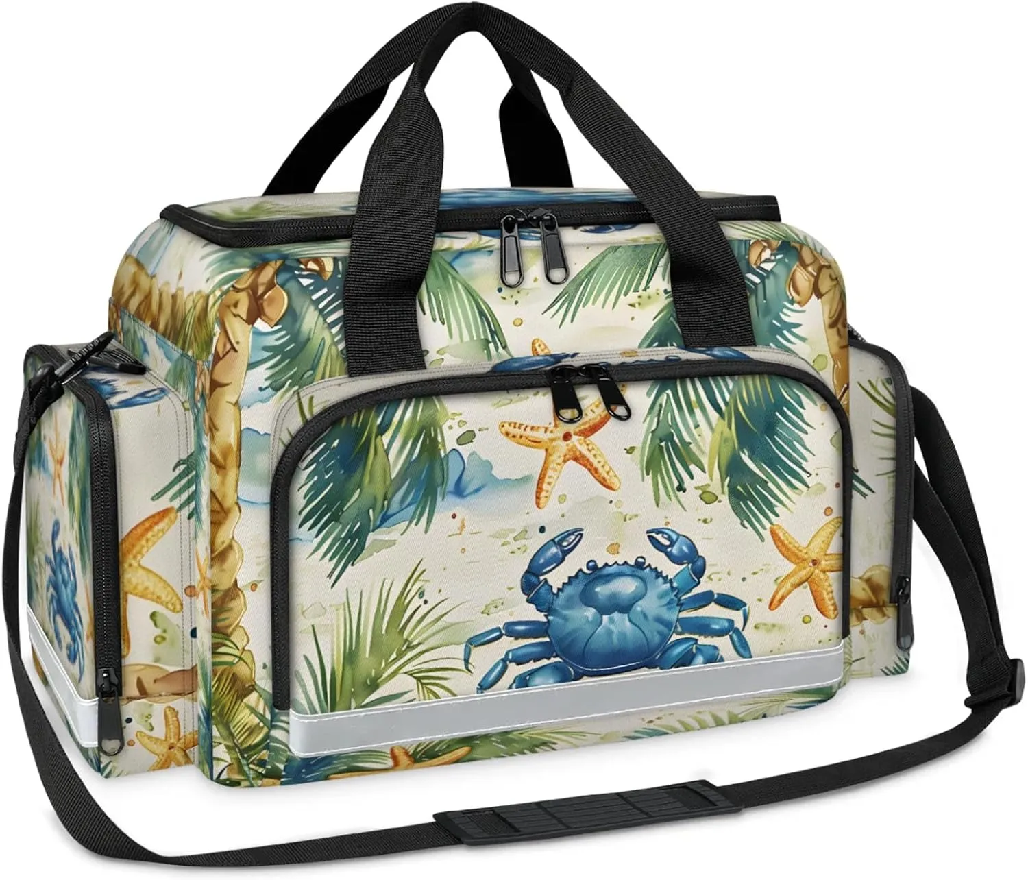 Anti-Scratch Duffle Bag for Travel 25x17.7x11.2 Inch - Waterproof Duffel Bag for Camping Fitness, Durable EMS Gear for First Responders Crab Coconut Tree