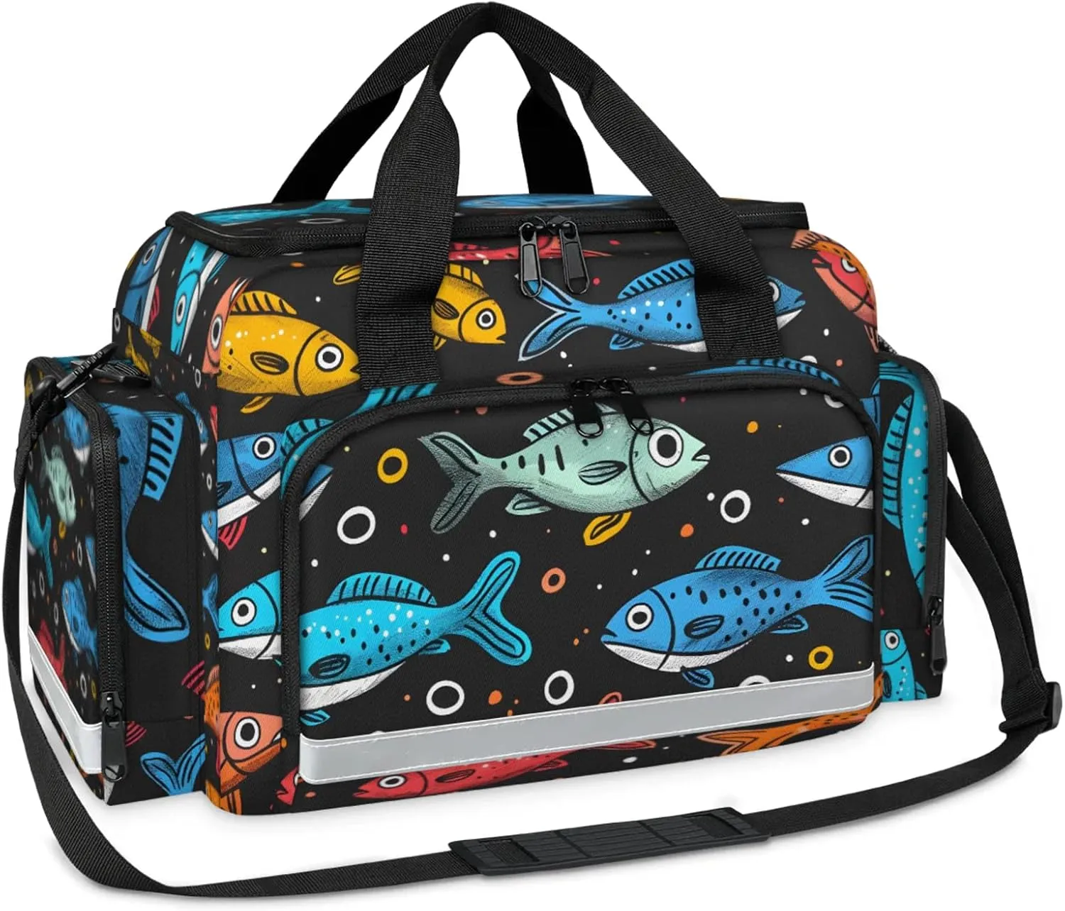 Anti-Scratch Duffle Bag for Travel 25x17.7x11.2 Inch - Waterproof Duffel Bag for Camping Fitness, Durable EMS Gear for First Responders Cute Fishes