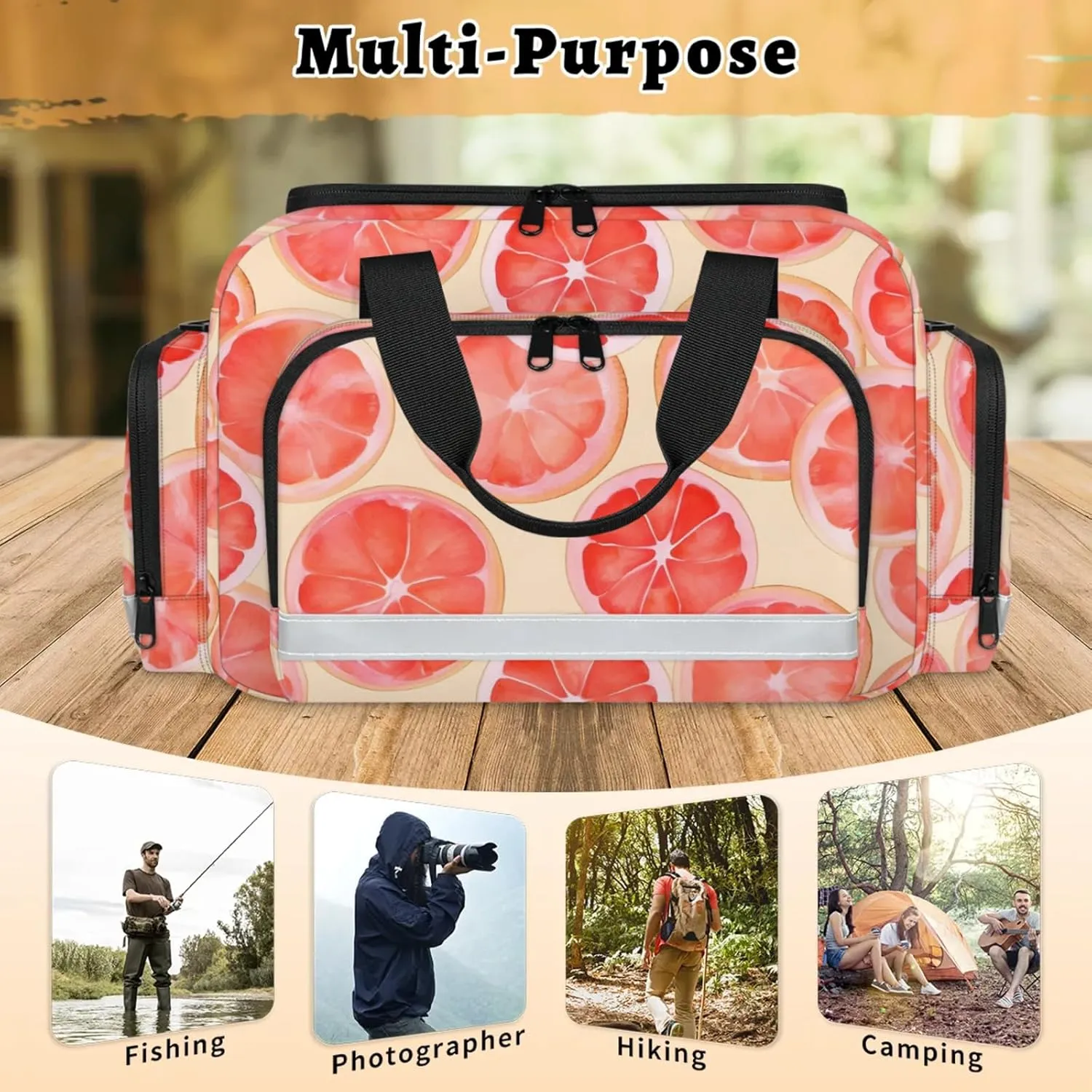 Anti-Scratch Duffle Bag for Travel 25x17.7x11.2 Inch - Waterproof Duffel Bag for Camping Fitness, Durable EMS Gear for First Responders Lemon Slice Theme