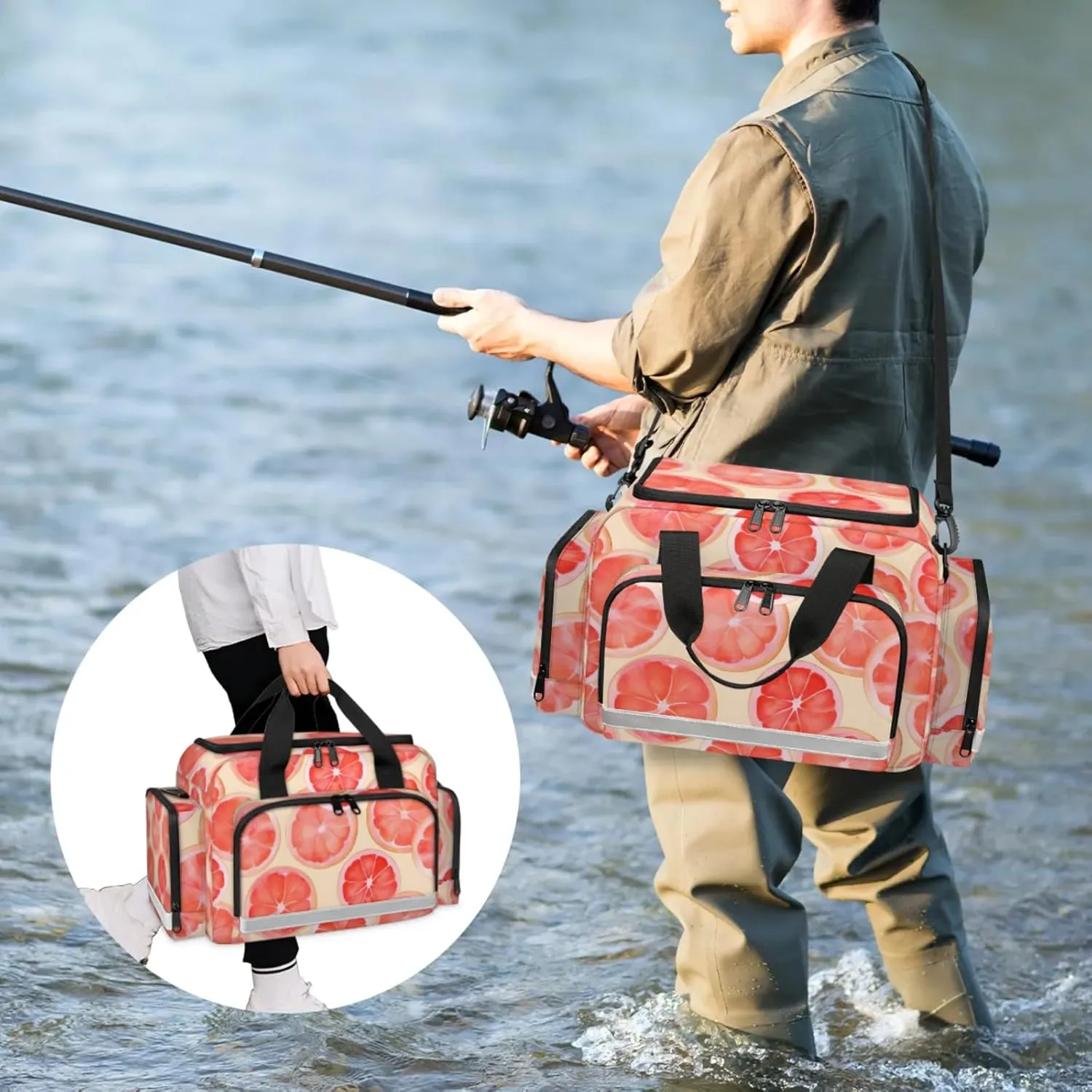 Anti-Scratch Duffle Bag for Travel 25x17.7x11.2 Inch - Waterproof Duffel Bag for Camping Fitness, Durable EMS Gear for First Responders Lemon Slice Theme