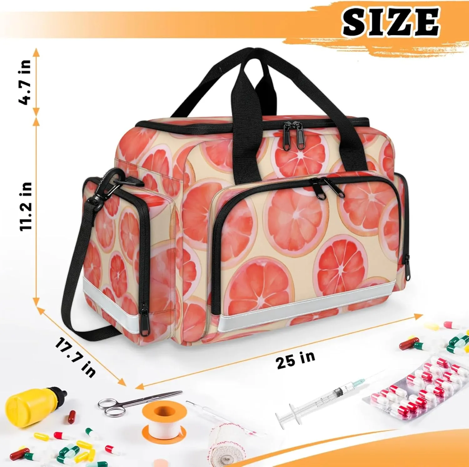 Anti-Scratch Duffle Bag for Travel 25x17.7x11.2 Inch - Waterproof Duffel Bag for Camping Fitness, Durable EMS Gear for First Responders Lemon Slice Theme