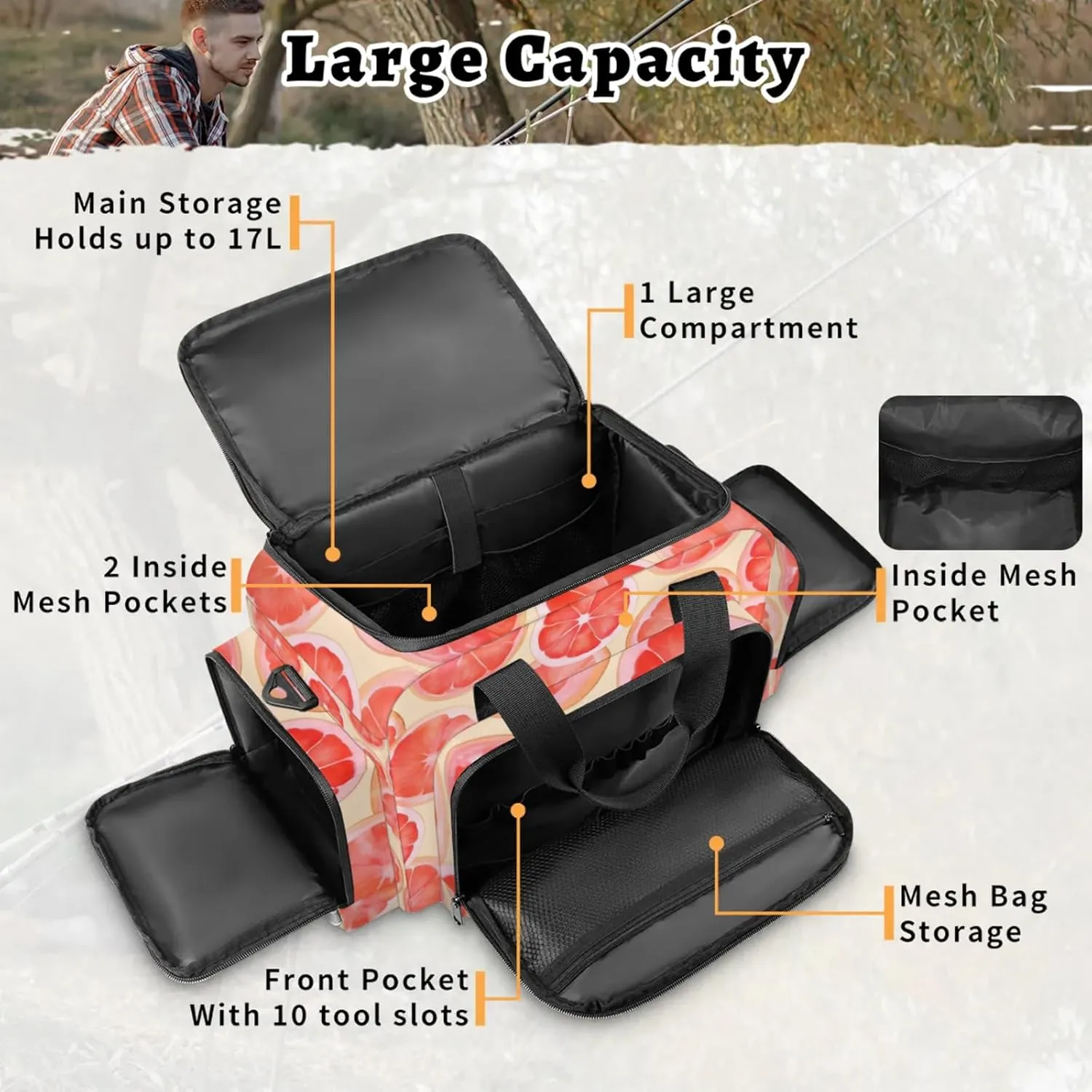 Anti-Scratch Duffle Bag for Travel 25x17.7x11.2 Inch - Waterproof Duffel Bag for Camping Fitness, Durable EMS Gear for First Responders Lemon Slice Theme