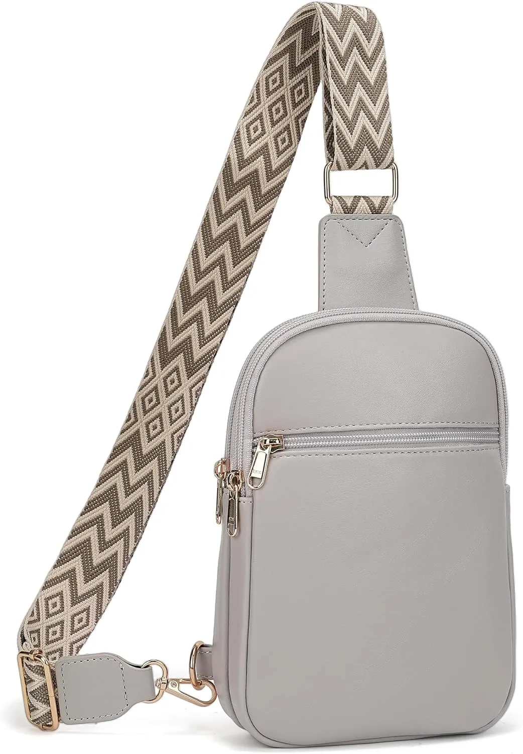 Anti Theft Small Sling Bag for Women, Crossbody Bags for Women RFID Fanny Packs Vegan Leather for Women Travel Shopping Grey