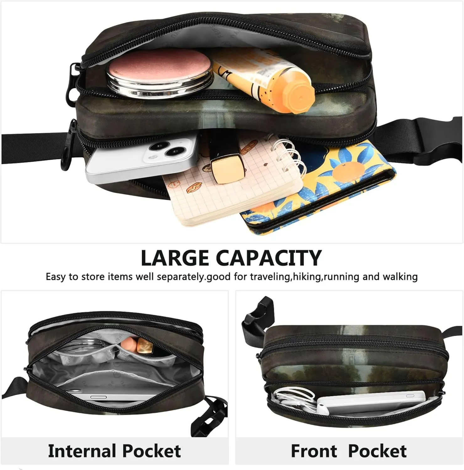 Antoine Watteau La Perspective Fanny Packs Women Waterproof Belt Bags Hip Pack Festival Travel Waist Pouch