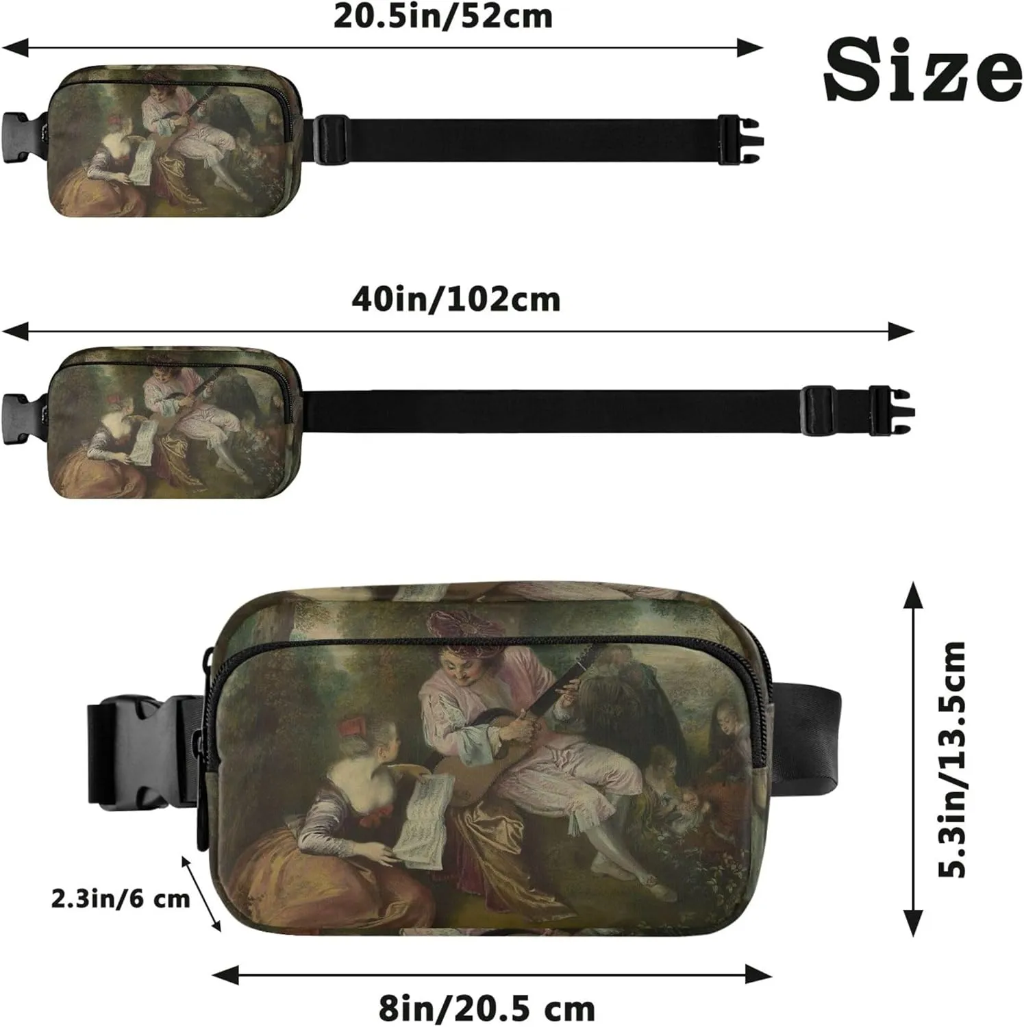 Antoine Watteau Prints Love Song Fanny Packs Women Waterproof Anti Theft Belt Bag Colorful Crossbody Waist Purse