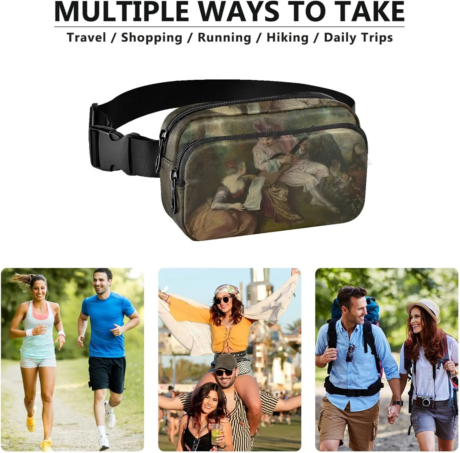Antoine Watteau Prints Love Song Fanny Packs Women Waterproof Anti Theft Belt Bag Colorful Crossbody Waist Purse