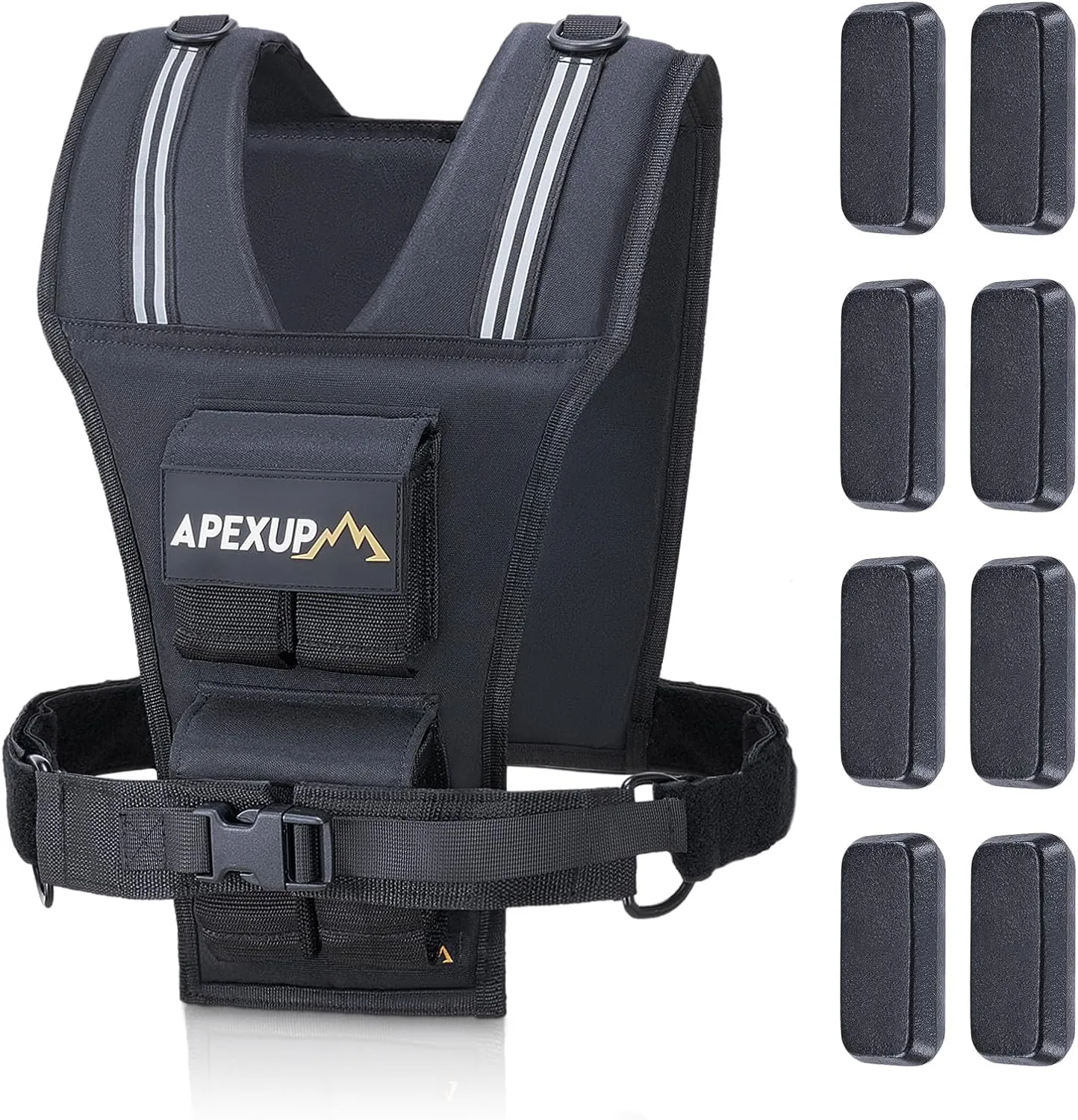 APEXUP Adjustable Weighted Vest Men 20lbs/30lbs/40lbs Weights with Reflective Stripe, Weight Vest Woman Workout Vest for Strength Training Running Walking