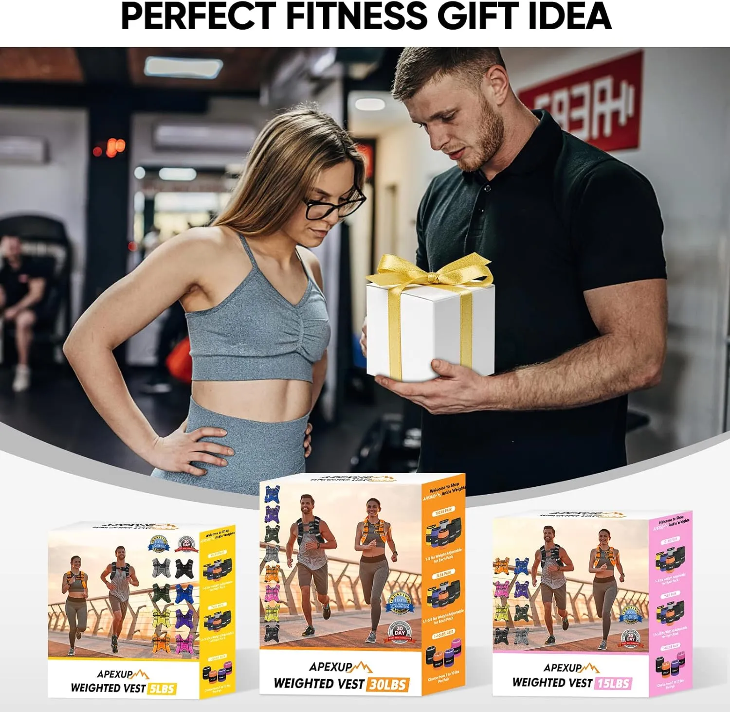 APEXUP Weighted Vest with 5lbs/10lbs/15lbs/20lbs/25lbs/30lbs Weights and Reflective Stripe, Weight Vest Men Women for Workout, Strength Training, Running