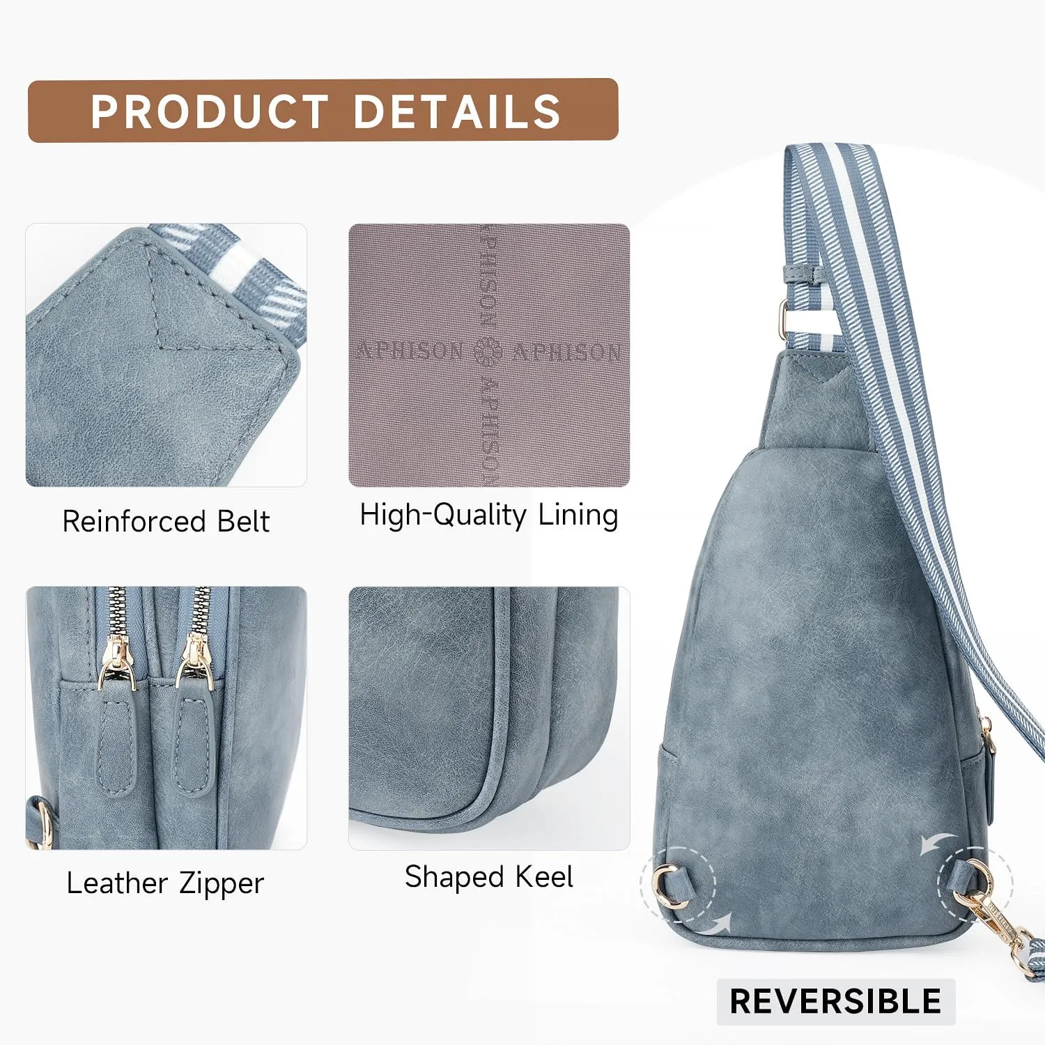 APHISON Small Sling Bag Cell Phone Purse Vegan Leather Fanny Crossbody Bag for Women Trendy Chest Backpack Adjustable Strap