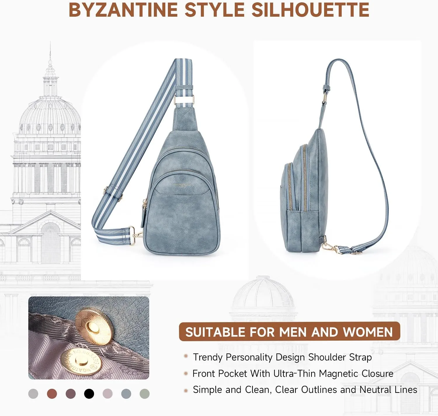 APHISON Small Sling Bag Cell Phone Purse Vegan Leather Fanny Crossbody Bag for Women Trendy Chest Backpack Adjustable Strap