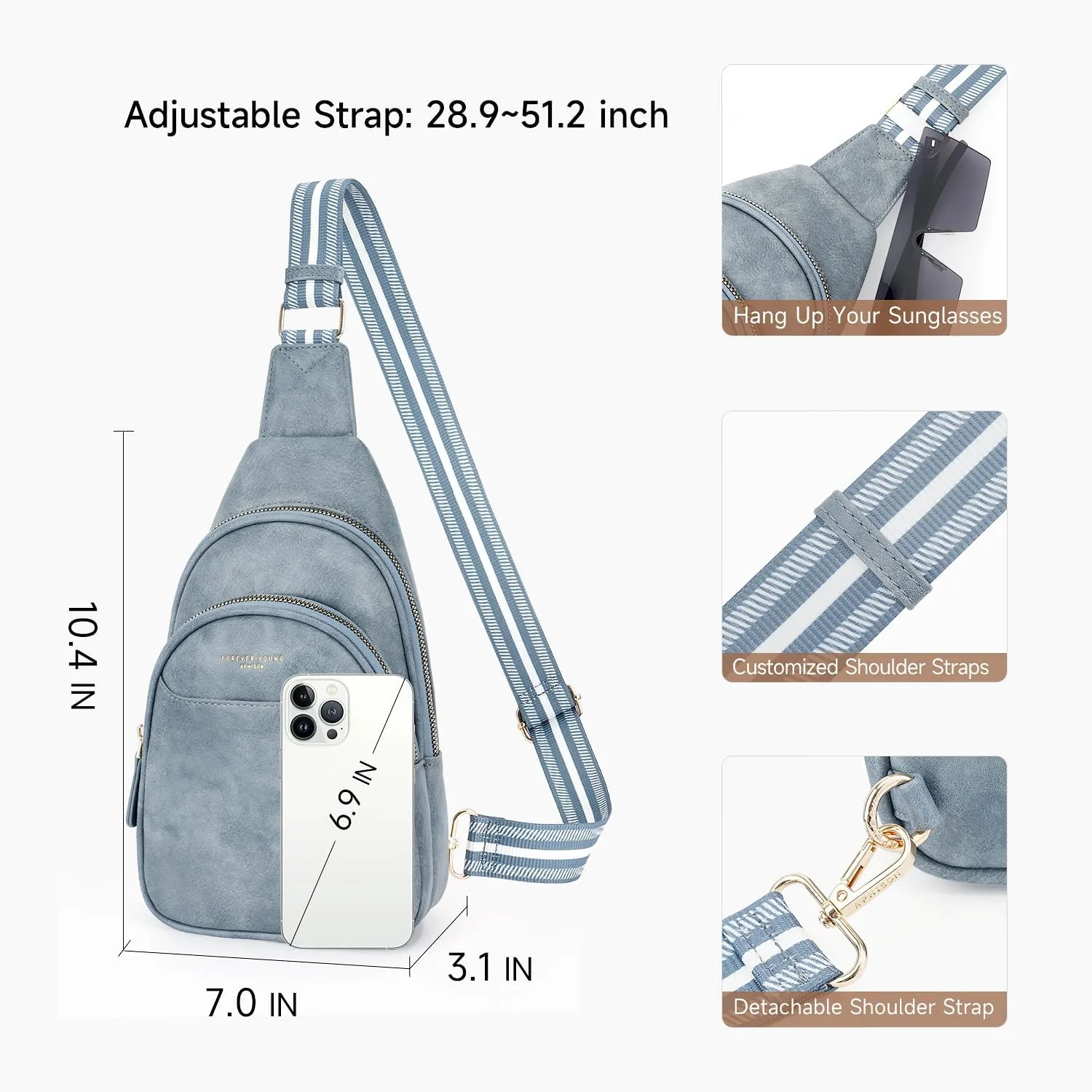 APHISON Small Sling Bag Cell Phone Purse Vegan Leather Fanny Crossbody Bag for Women Trendy Chest Backpack Adjustable Strap