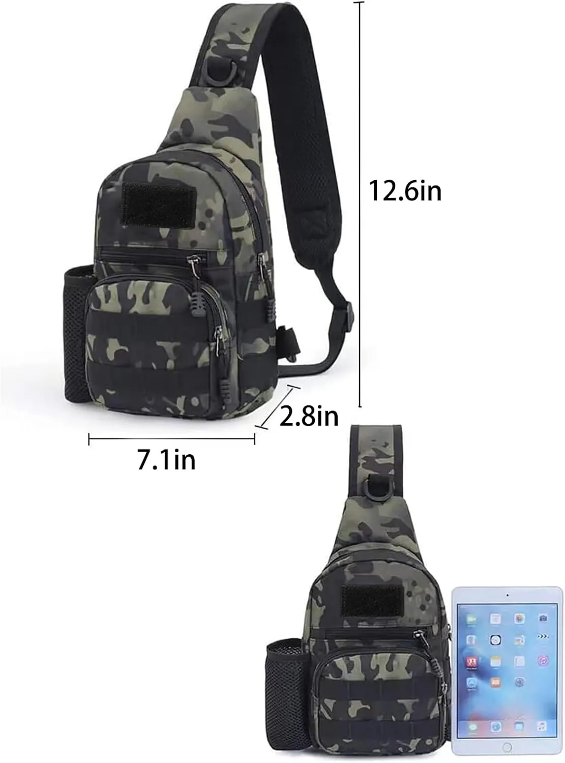 Armiya Men's Tactical Sling Bag, Small Shoulder Chest Molle Daypack Backpack for Cycling Hiking Camping Trekking