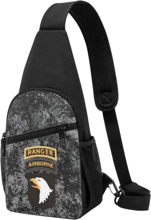 Army 101st Airborne Ranger Tabs Sling Bag Crossbody Backpack Shoulder Casual Daypack Bags for Men