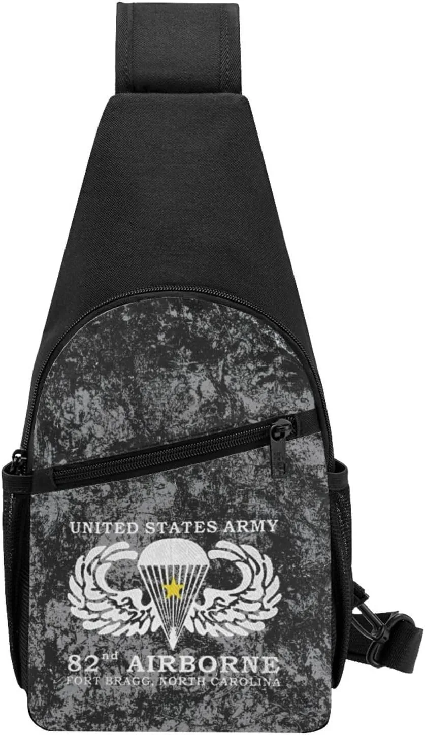 Army 82nd Airborne Sling Bag Crossbody Backpack Shoulder Casual Daypack Bags for Men