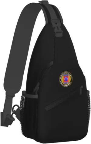 Army Veteran 82nd Airborne Sling Bag for Men, Small Crossbody Sling Bags, Mini Water Resistant Shoulder Daypack for Travel, Anti Thief Chest Bag for Hiking