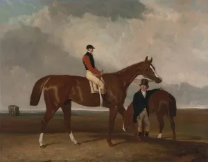 ArtDirect Abraham Cooper 18x15 Gold Ornate Frame and Double Matted Museum Art Print Titled - Elis at Doncaster, Ridden by John Day, with His Van in the Background