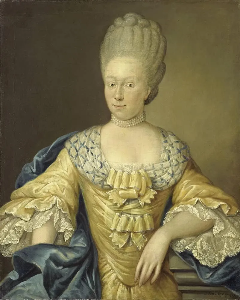 ArtDirect August Christian Hauck 15x18 Black Ornate Frame and Double Matted Museum Art Print Titled: Adriana Johanna Van Heusden, Wife or Johan Arnold Zoutman (1770)