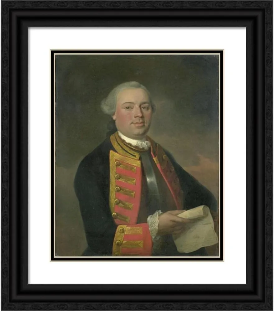 ArtDirect August Christian Hauck 15x18 Black Ornate Frame and Double Matted Museum Art Print Titled: Johan Arnold Zoutman (1724-93), Vice Admiral (1770)
