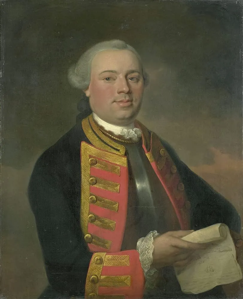 ArtDirect August Christian Hauck 15x18 Gold Ornate Frame and Double Matted Museum Art Print Titled - Johan Arnold Zoutman (1724-93), Vice Admiral (1770)