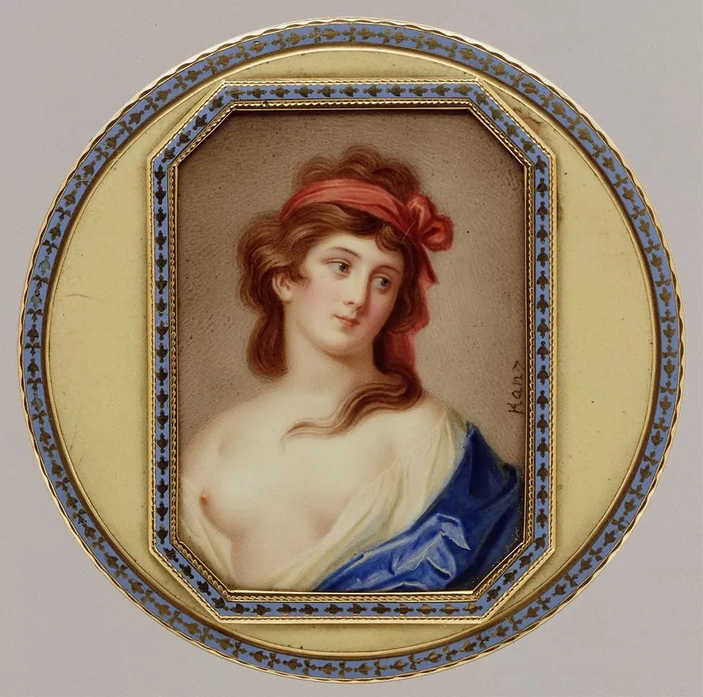 ArtDirect Carl Christian Kanz 15x15 Gold Ornate Frame and Double Matted Museum Art Print Titled - Snuffbox with Portrait of a Woman (ca. 1820)