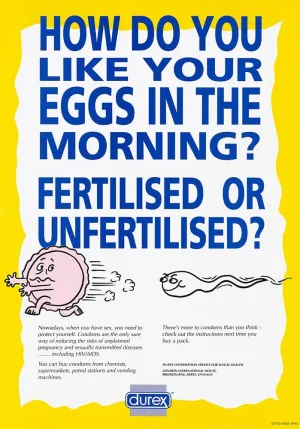 ArtDirect Durex Information Service for Sexual Health 14x18 Gold Ornate Frame and Double Matted Museum Art Print Titled - How Do You Like Your Eggs in the Morning (1994)