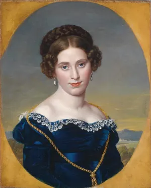 ArtDirect Eduard Friedrich Leybold 15x18 Gold Ornate Frame and Double Matted Museum Art Print Titled - Portrait of a Lady in Front of a Landscape Background (1822)