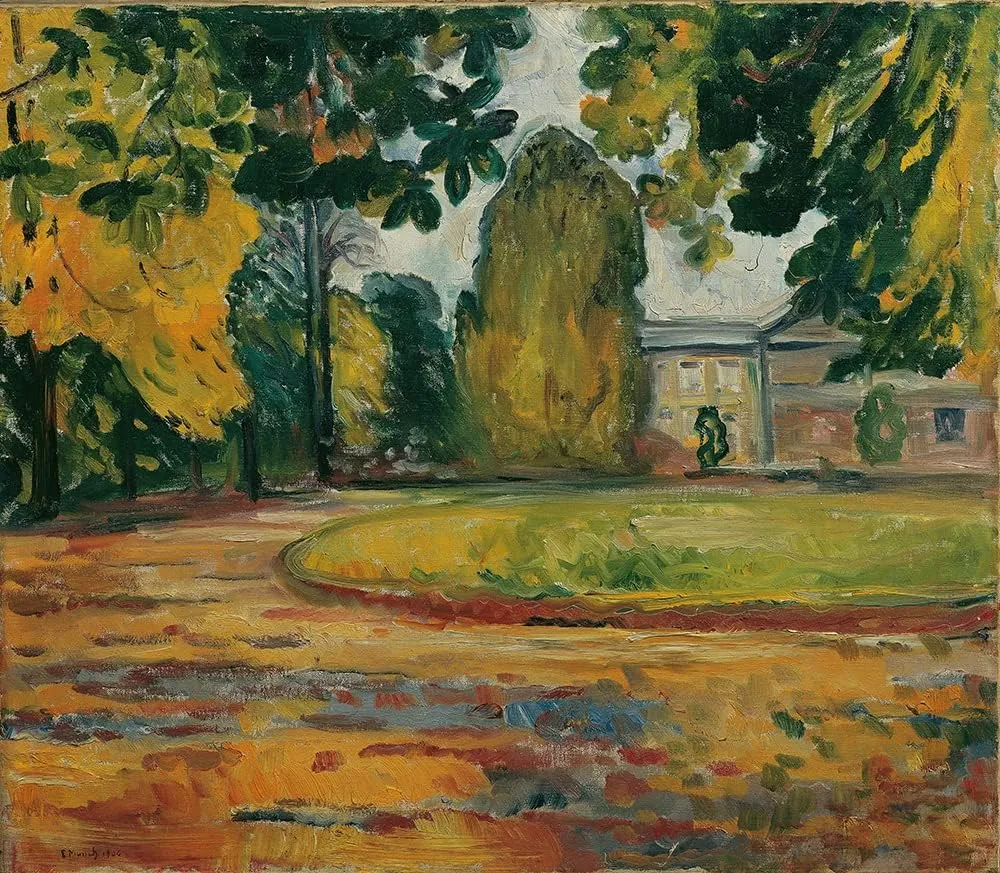 ArtDirect Edvard Munch 17x15 Gold Ornate Frame and Double Matted Museum Art Print Titled: Park in Kosen (1906)