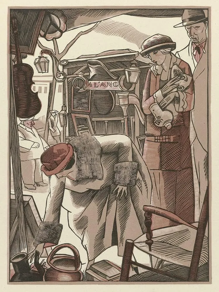 ArtDirect Fernand Siméon 15x18 Gold Ornate Frame and Double Matted Museum Art Print Titled - Bric-A-Brac (1923)