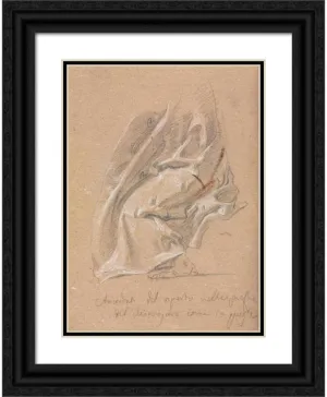 ArtDirect Francesco Lorenzi 14x18 Black Ornate Frame and Double Matted Museum Art Print Titled: Drapery Study with Foot and Inscription (1760)