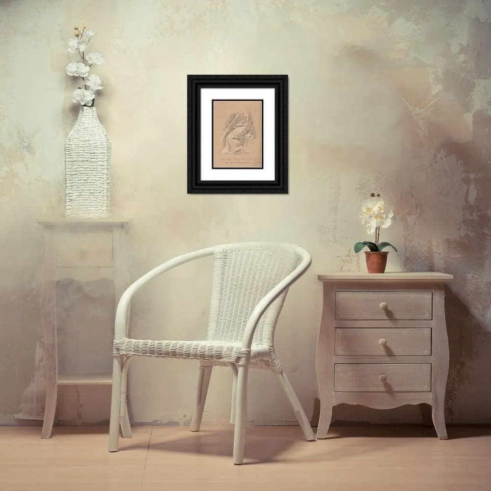 ArtDirect Francesco Lorenzi 14x18 Black Ornate Frame and Double Matted Museum Art Print Titled: Drapery Study with Foot and Inscription (1760)