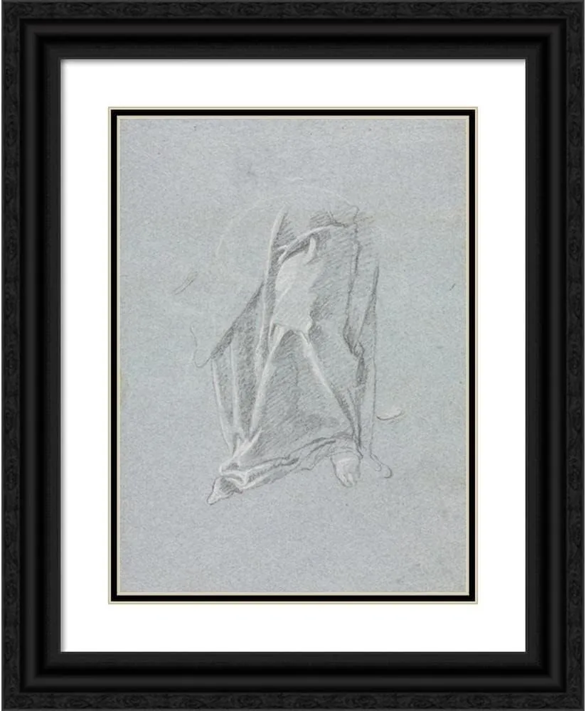 ArtDirect Francesco Lorenzi 14x18 Black Ornate Frame and Double Matted Museum Art Print Titled: Verona Sketchbook: Drapery with Foot (Page 83) (1760)