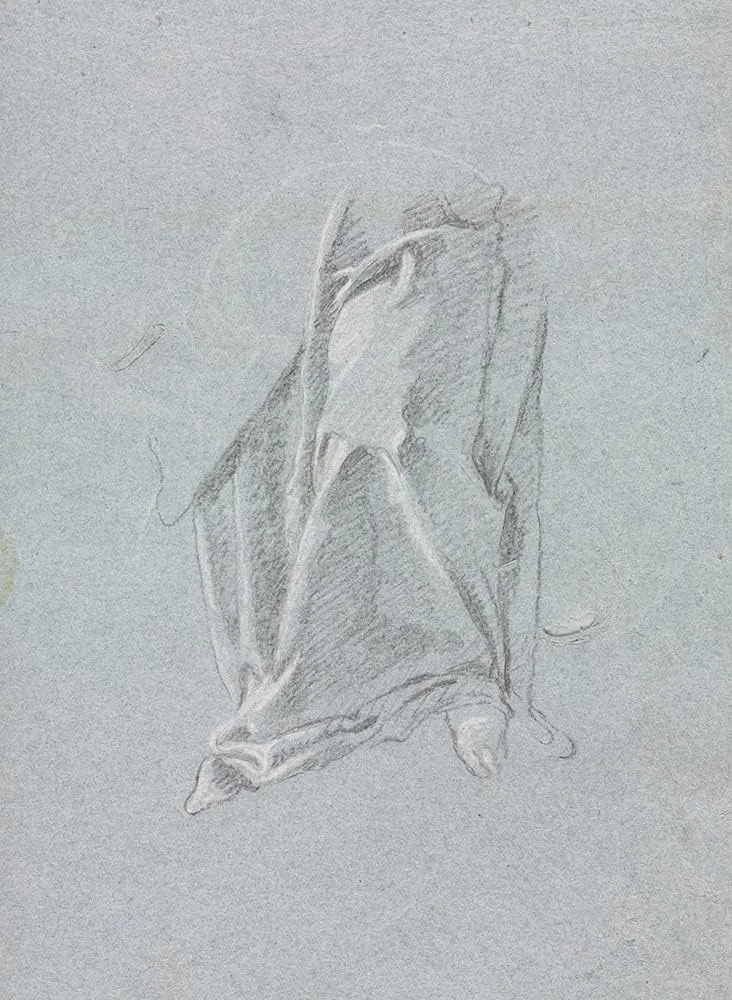 ArtDirect Francesco Lorenzi 14x18 Black Ornate Frame and Double Matted Museum Art Print Titled: Verona Sketchbook: Drapery with Foot (Page 83) (1760)