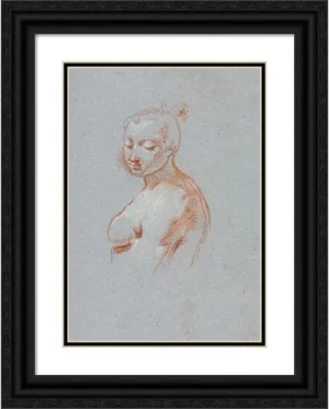 ArtDirect Francesco Lorenzi 14x18 Black Ornate Frame and Double Matted Museum Art Print Titled: Verona Sketchbook: Female Nude (Page 27) (1760)