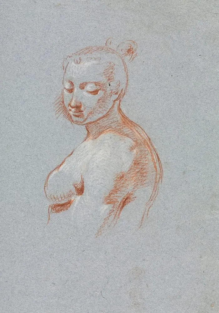 ArtDirect Francesco Lorenzi 14x18 Black Ornate Frame and Double Matted Museum Art Print Titled: Verona Sketchbook: Female Nude (Page 27) (1760)