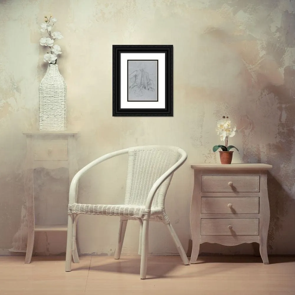 ArtDirect Francesco Lorenzi 14x18 Black Ornate Frame and Double Matted Museum Art Print Titled: Verona Sketchbook: Gentleman (Page 54) (1760)