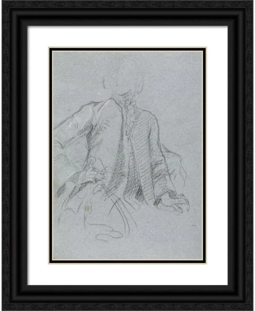 ArtDirect Francesco Lorenzi 14x18 Black Ornate Frame and Double Matted Museum Art Print Titled: Verona Sketchbook: Gentleman (Page 54) (1760)